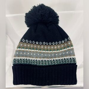 BP by Nordstrom Kids Black & Gray Sherpa Lined PomPom Winter Hat O/S (4-12yr)